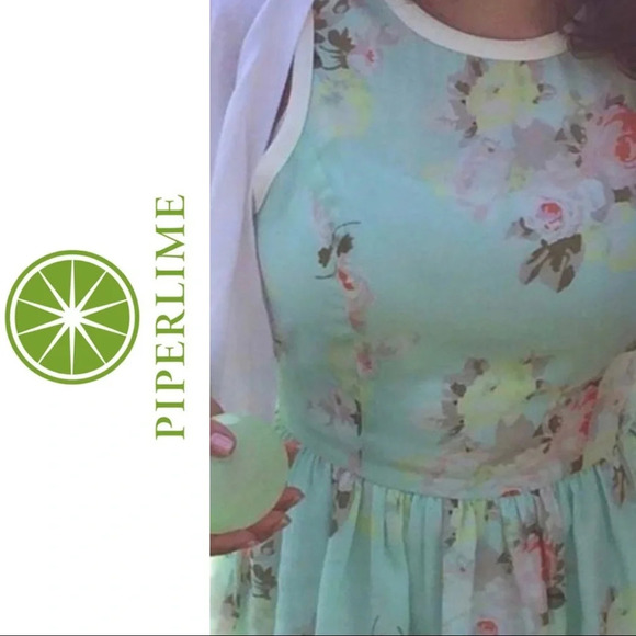 🛍️3/$40 Piperlime Floral Dress Sleeveless Dress Green Floral Size Medium - Picture 2 of 5